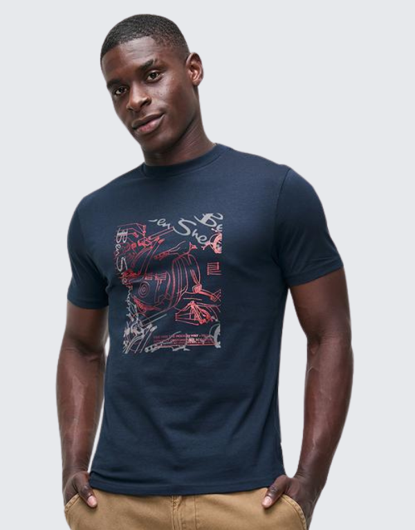 Ben Sherman Exploded Scooter T-Shirt Navy Men