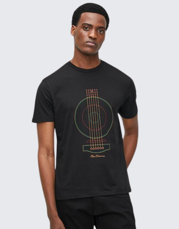 Ben Sherman Linear Guitar Tee Blk Men