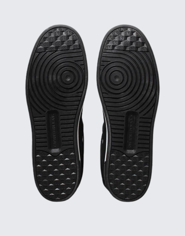 Calvin Klein Basket Cup Mid Lace-Up Sneakers In Authentic Black And White Mens