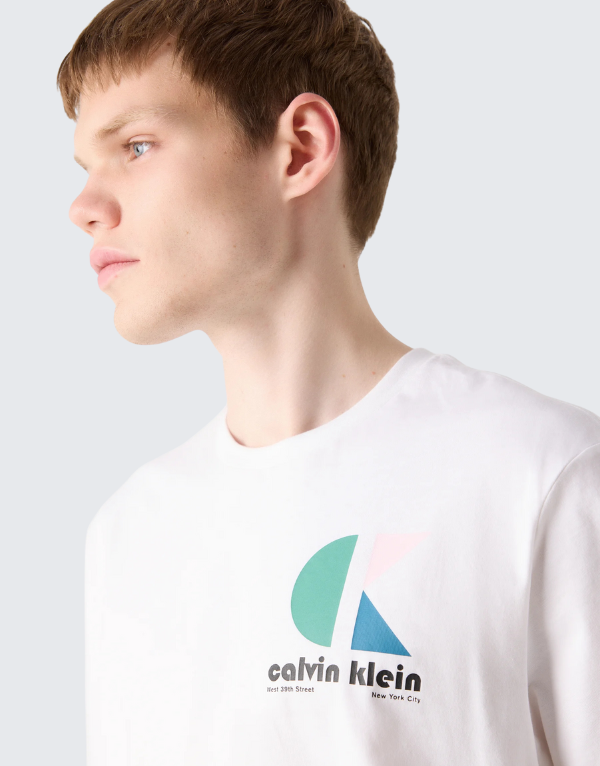 Calvin Klein Bauhaus Logo Graphic Short Sleeve T-Shirt White Men