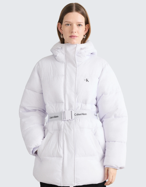 Calvin Klein Belted Midweight Puffer Jacket Lilac Women