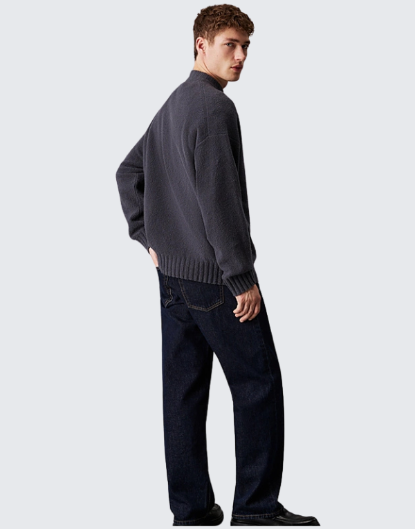 Calvin Klein Bouclé Boxy Sweater In Dark Grey Men