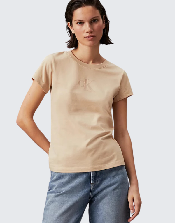 Calvin Klein Burnout Slim T-Shirt Khaki Womens