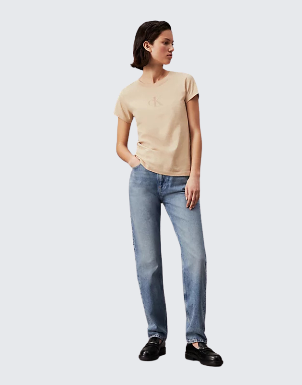 Calvin Klein Burnout Slim T-Shirt Khaki Womens