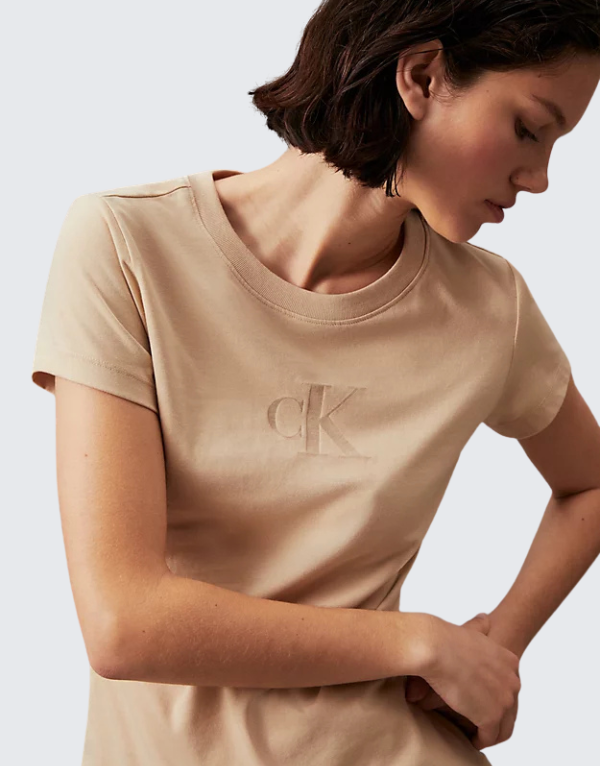 Calvin Klein Burnout Slim T-Shirt Khaki Womens