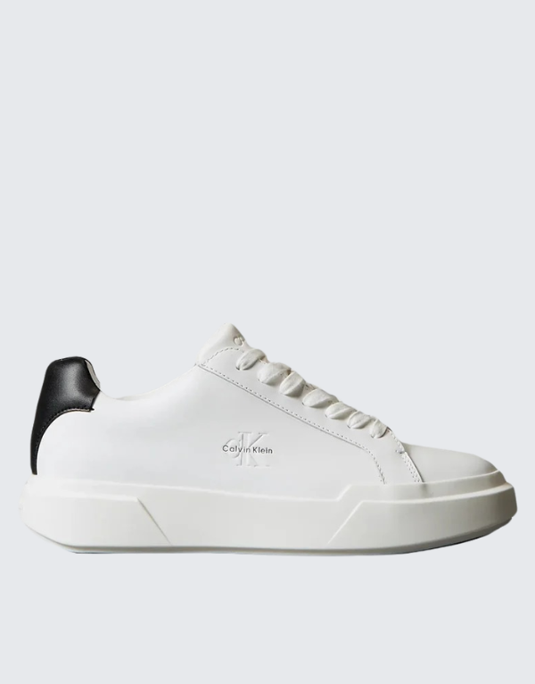 Calvin Klein Chunky Cupsole Lace Up Leather White Black Men