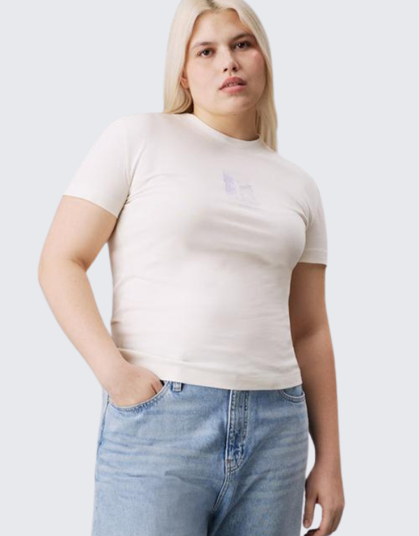 Calvin Klein Diffused Regular T-Shirt Ivory Womens