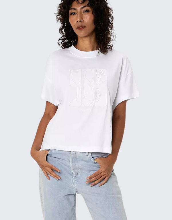 Calvin Klein Embroidered Aw Relaxed T-Shirt White Womens