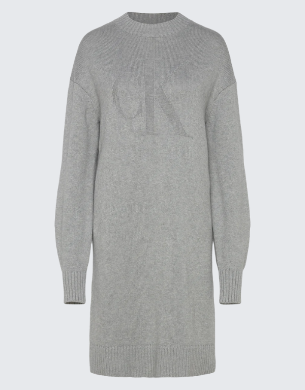 Calvin Klein Intarsia Loose Sweater In Grey Heather Women