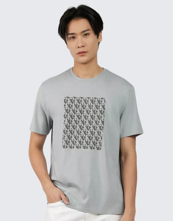 Calvin Klein Macro Aop Puff Short Sleeve T-Shirt Light Grey Men
