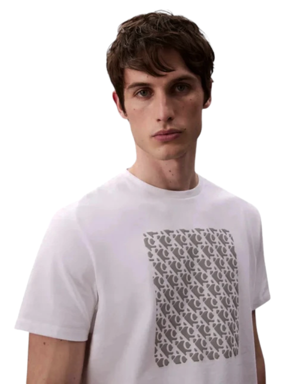 Calvin Klein Macro Aop Puff Short Sleeve T-Shirt White Men