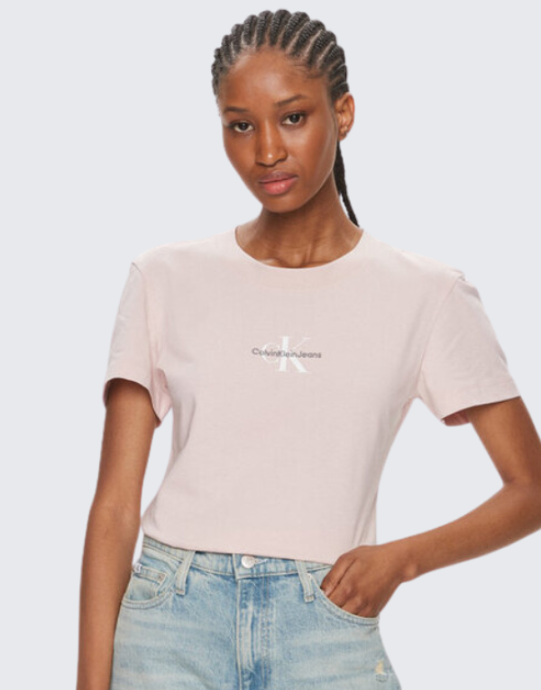 Calvin Klein Mono Logo Slim Short Sleeve T Shirt Top Womens