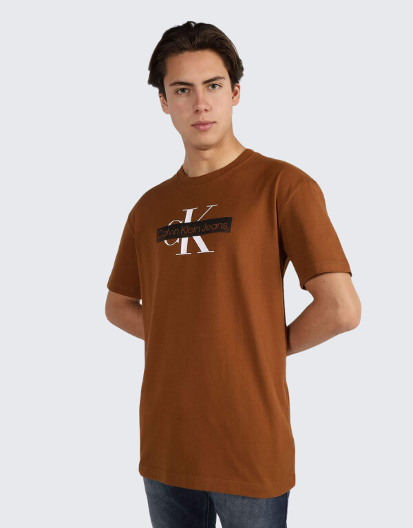 Calvin Klein Mono Logo Stencil T-Shirt Brown Men