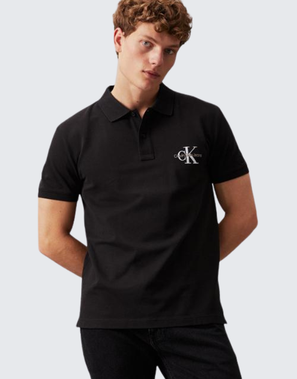Calvin Klein Monogram Logo Polo T-Shirt Black Men