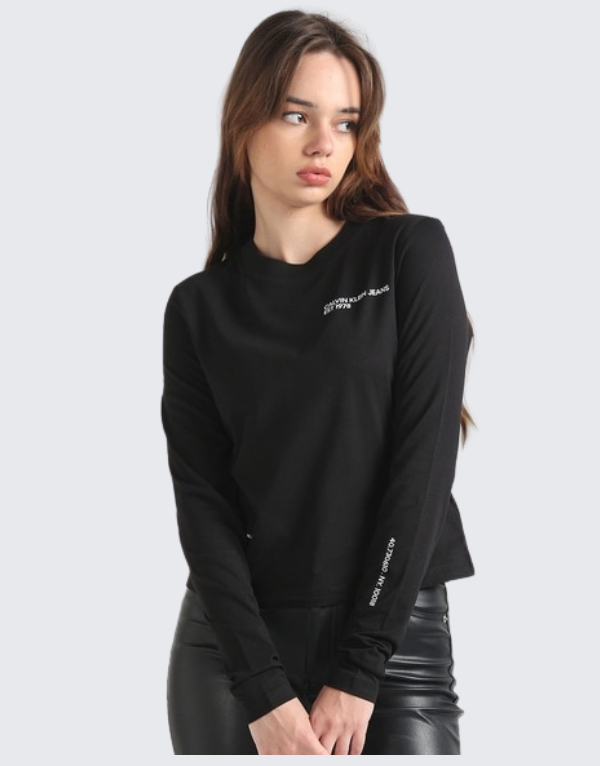 Calvin Klein Multi Placement Long Sleeve T-Shirt Womens