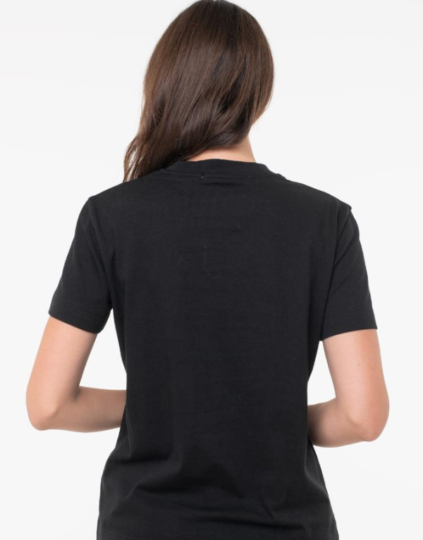 Calvin Klein Satin Applique Regular Tee Blk Womens