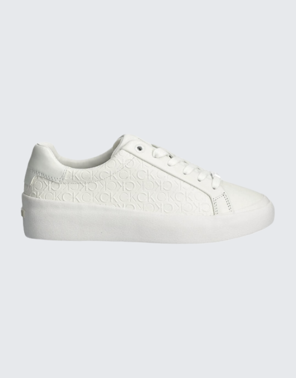 Calvin Klein Vulcanized Lace-Up Mono Sneakers In White Men