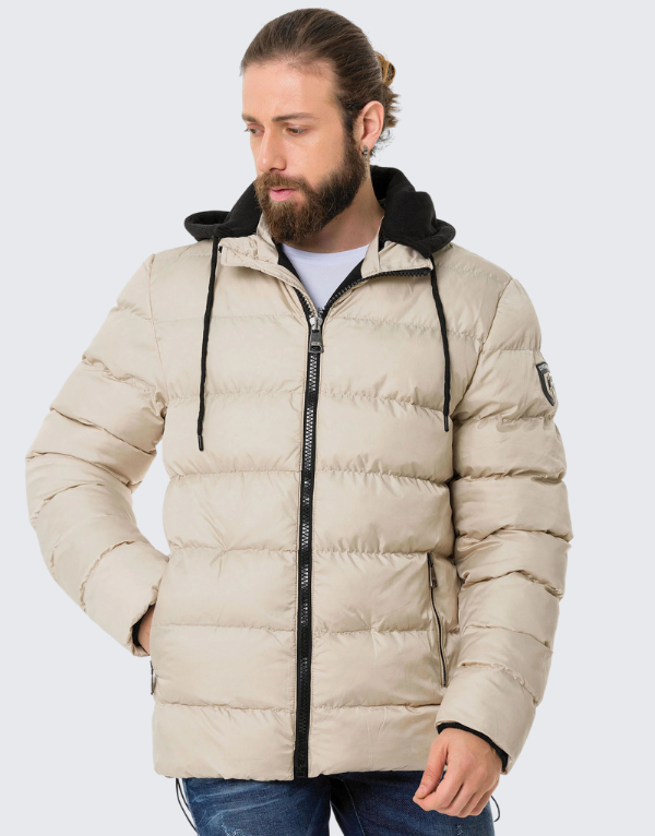 Cipo & Baxx Winter Jacket In Beige Mens