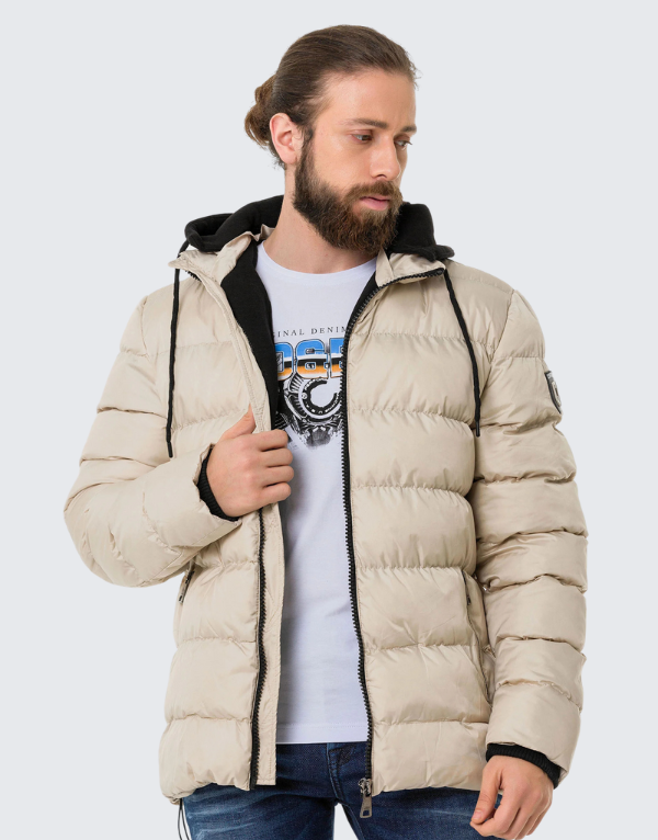 Cipo & Baxx Winter Jacket In Beige Mens