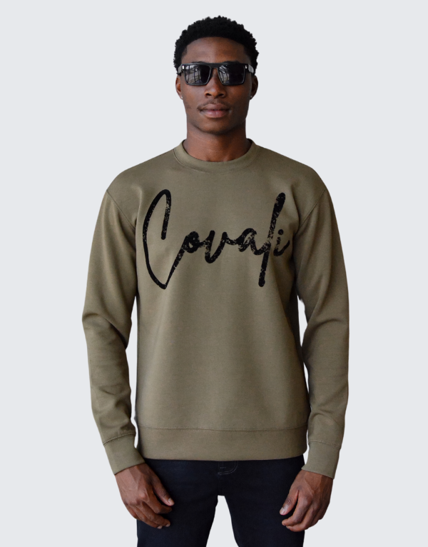 Covali Manarola Sweater In Olive Mens