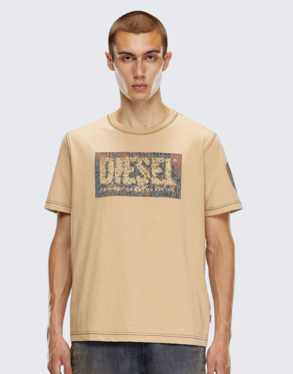 Diesel T-Adjust Q1 Short Sleeve T-Shirt In Olive Green (72S) Men