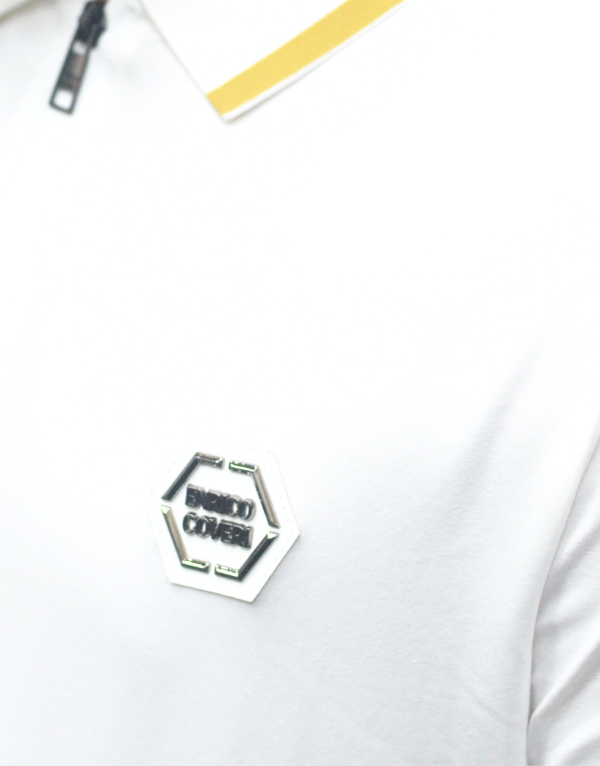 Enrico Coveri Short Sleeve Golfer 10 Off White Men