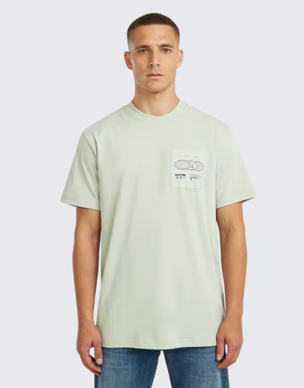G-Star Raw Applique Short Sleeve T-Shirt Pale Green