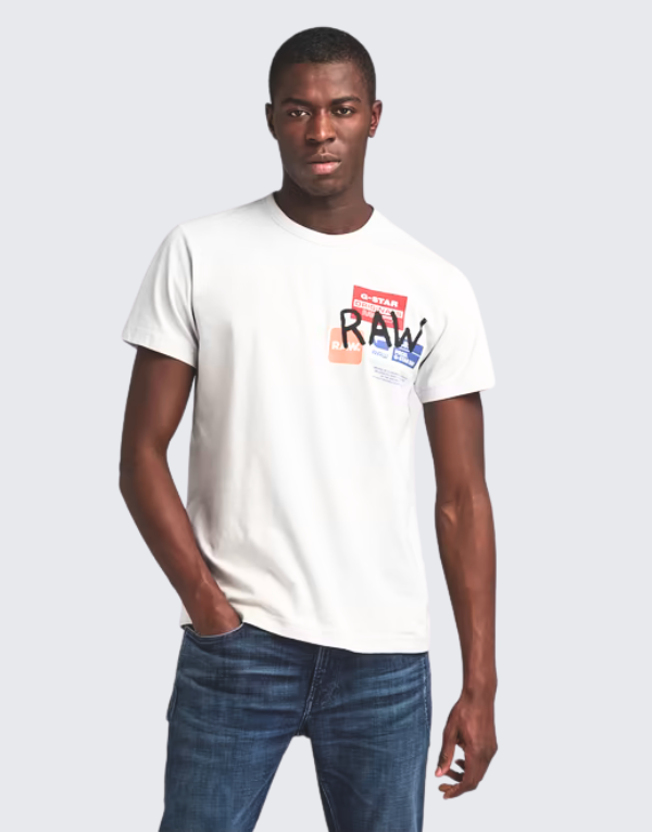 G-Star Raw Multi Graphic Rt Short Sleeve T-Shirt White Men