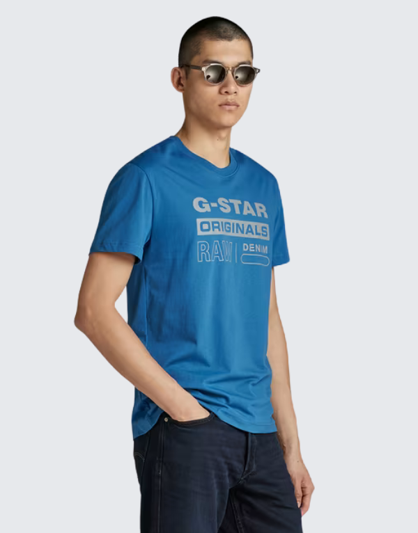 G-Star Raw Reflective Originals Short Sleeve T-Shirt Retro Blue Men