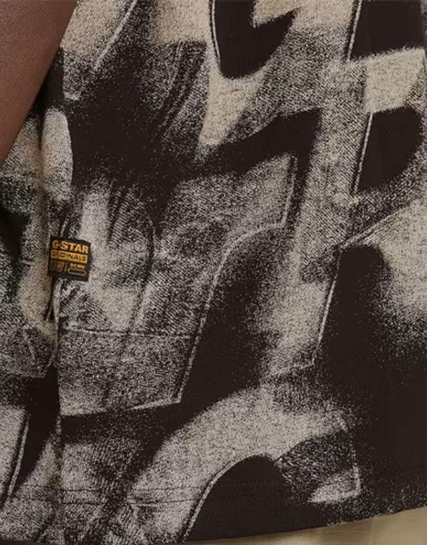 G-Star Raw Sprayed Letters Loose T-Shirt In It Chalk Sprayed Mens