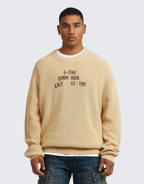 G-Star Raw Stencil Graphic Loose Fit Sweater Elephant Skin