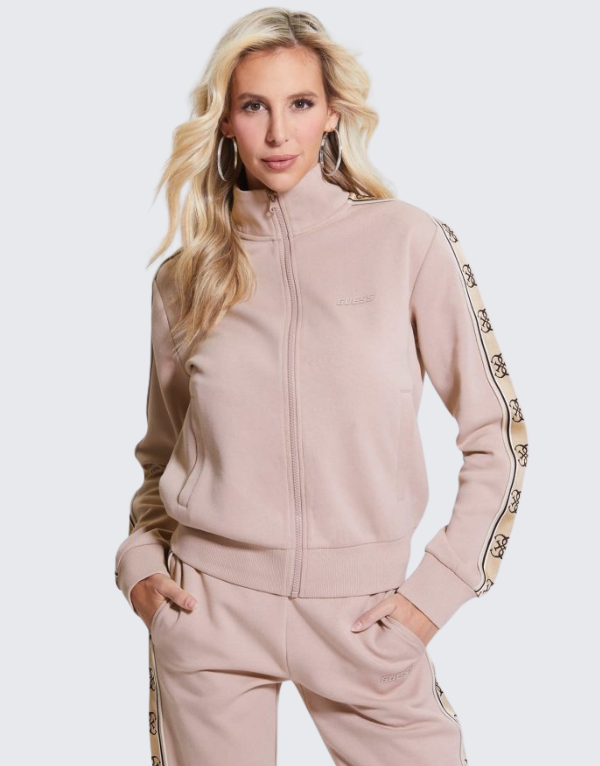 Guess Ladies Britney Full Zip Sweater In Dark Brown Women