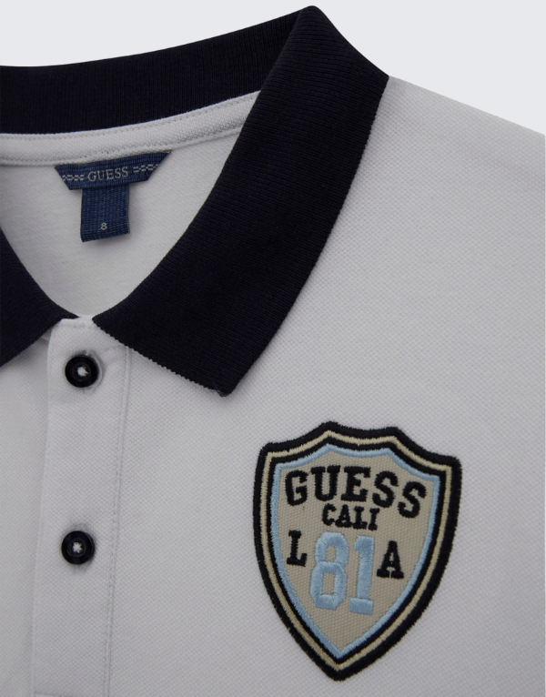 Guess Oversized Short Sleeve Polo Shirt White Kids