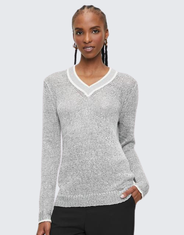 Polo Addison Long Sleeve Sweater In Silver Grey Women
