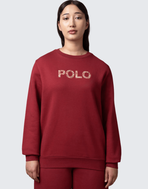 Polo Amelia Long Sleeve Sweat T-Shirt In Picante Red Women