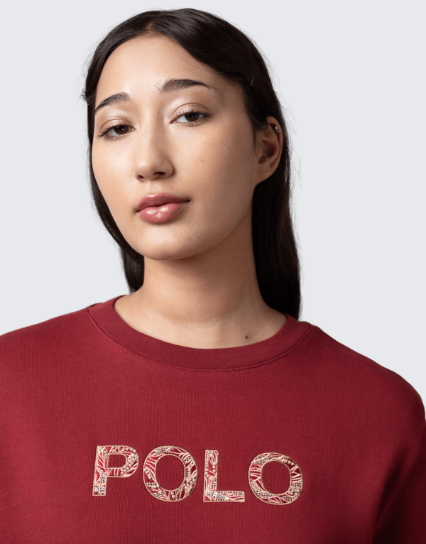 Polo Amelia Long Sleeve Sweat T-Shirt In Picante Red Women