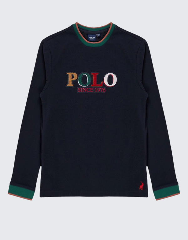 Polo Boys Kyle Long Sleeve T-Shirt In Navy Kids