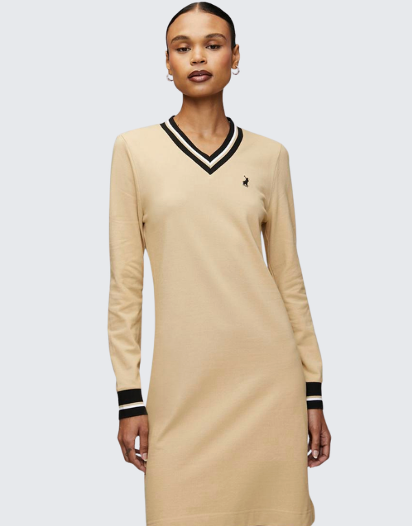 Polo Cory Pique Long Sleeve Dress Camel Women