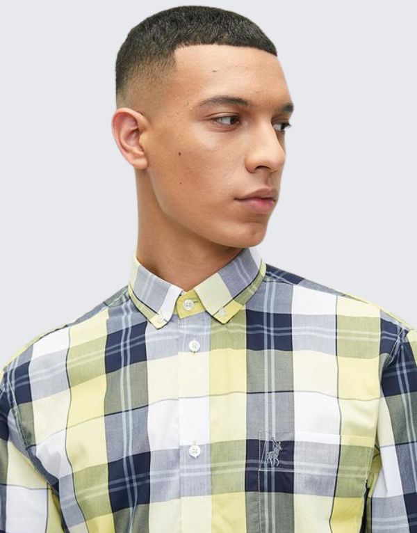 Polo Easy Care Check Long Sleeve Shirt In Aqua