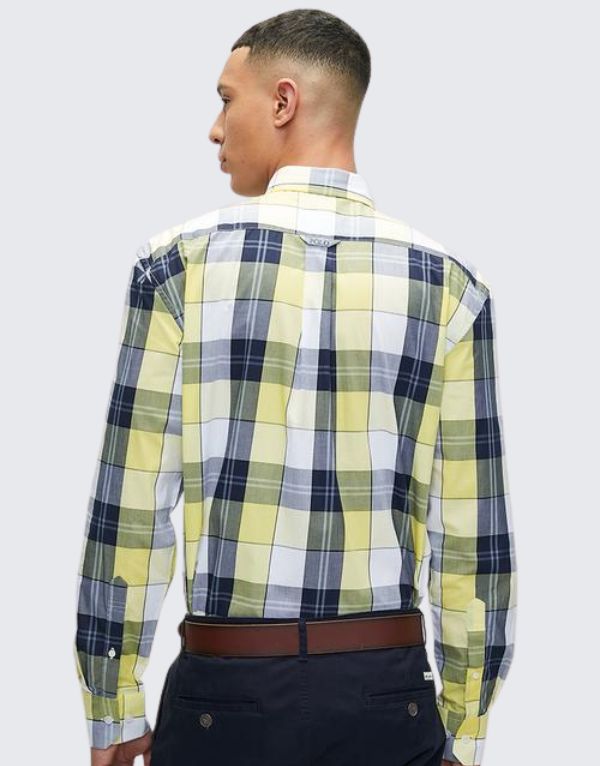Polo Easy Care Check Long Sleeve Shirt In Aqua