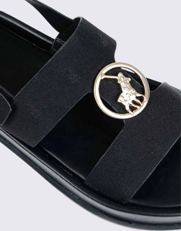 Polo Jacquard Moulded Trim Sandal Black Women