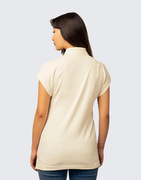 Polo Makena Short Sleeve Golfer In Off White Womens
