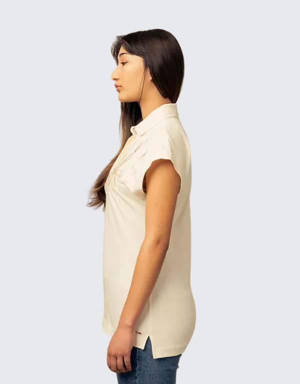 Polo Makena Short Sleeve Golfer In Off White Womens