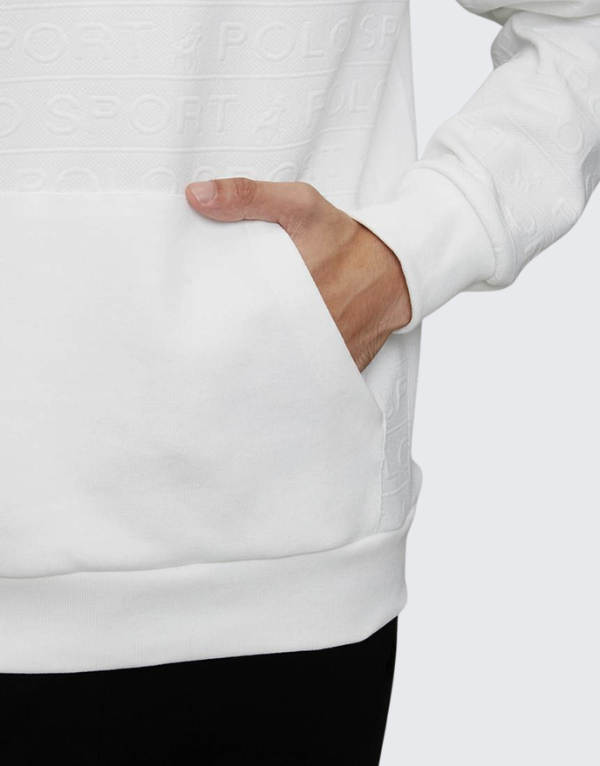 Polo Men's Sport Long Sleeve Fleece Hoodie White Men