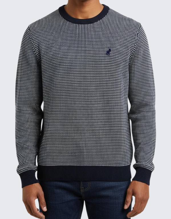 Polo Men's Textured Crew Neck Sweater Navy Men