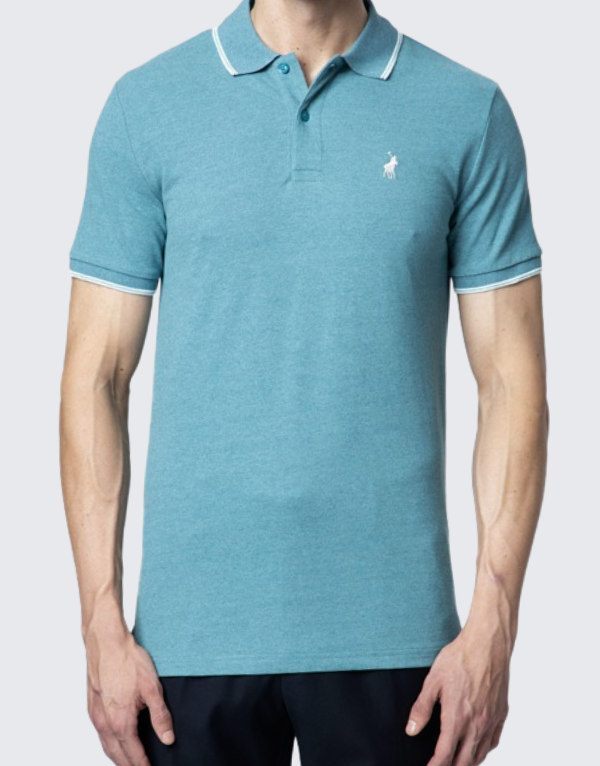 Polo Men's Tipped Short Sleeve Golfer Blue Men