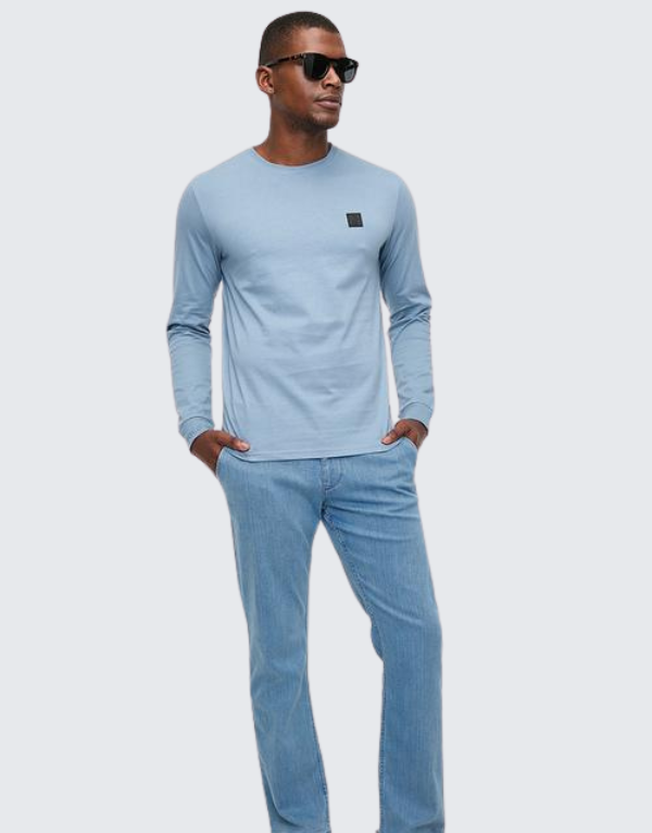 Polo Men's Essential Crew Long Sleeve T-Shirt In Blue Men