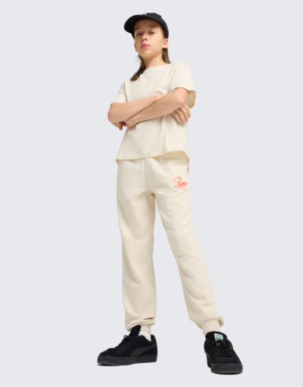 Puma Essentials Script Sweatpants In Alpine Snow Kids
