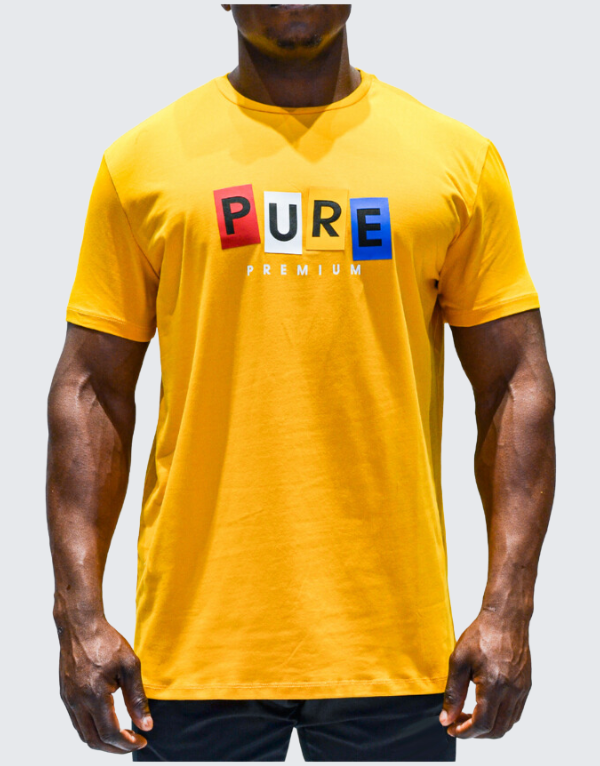 Pure Premium Block Short Sleeve T-Shirt Mustard Men