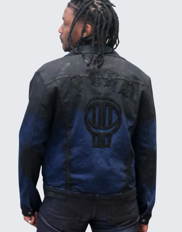Pure Premium Borso Denim Jacket In Blue And Black Men